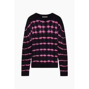 Alice + Olivia 'Tie-Dyed' Black Striped Crew Neck Cashmere-Blend Sweater Size M
